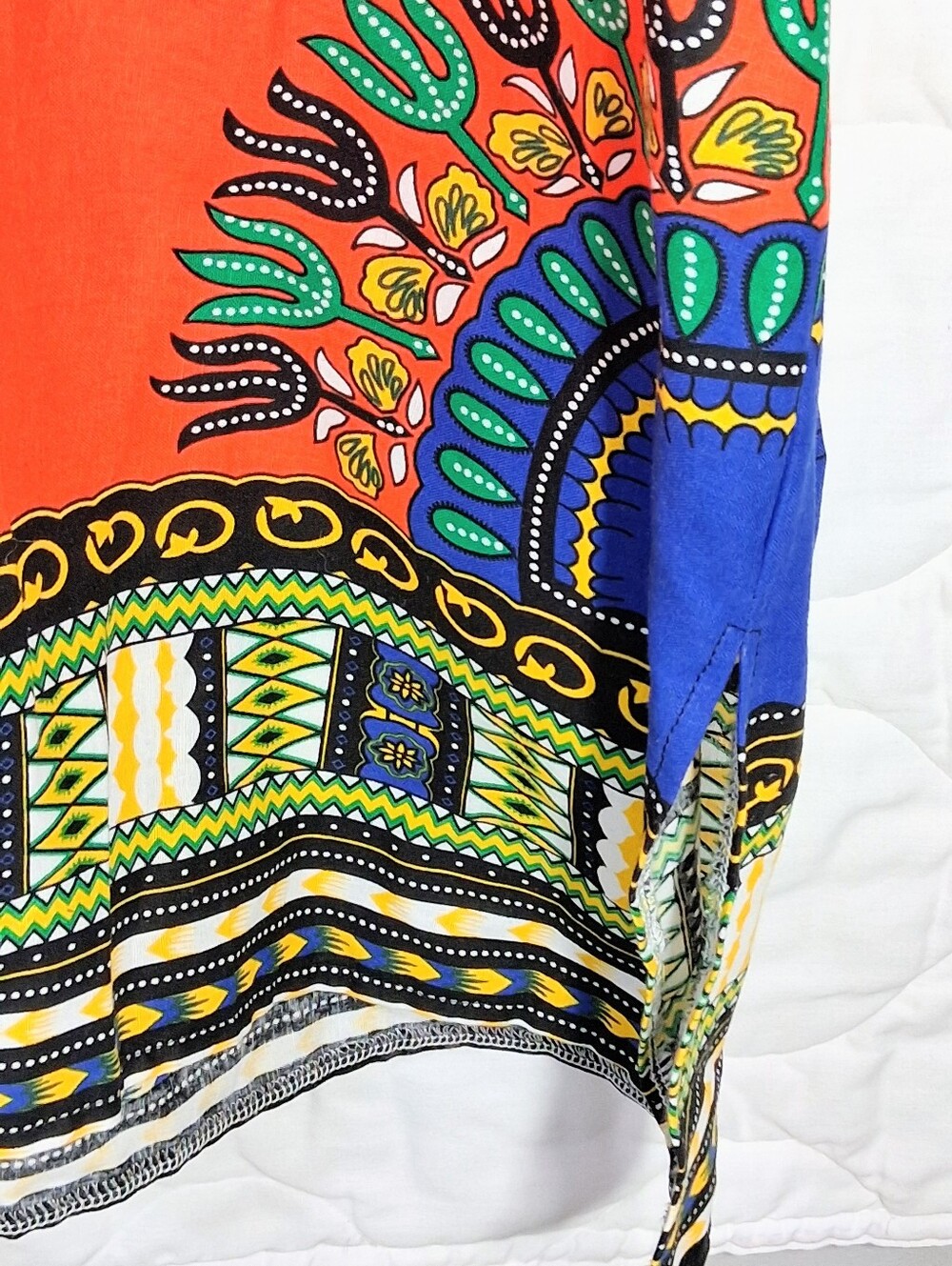 Dashiki Caftan "Angelina" Print Cultural Unisex Bulky Baggy V-neck Tunic Top - Picture 4 of 8